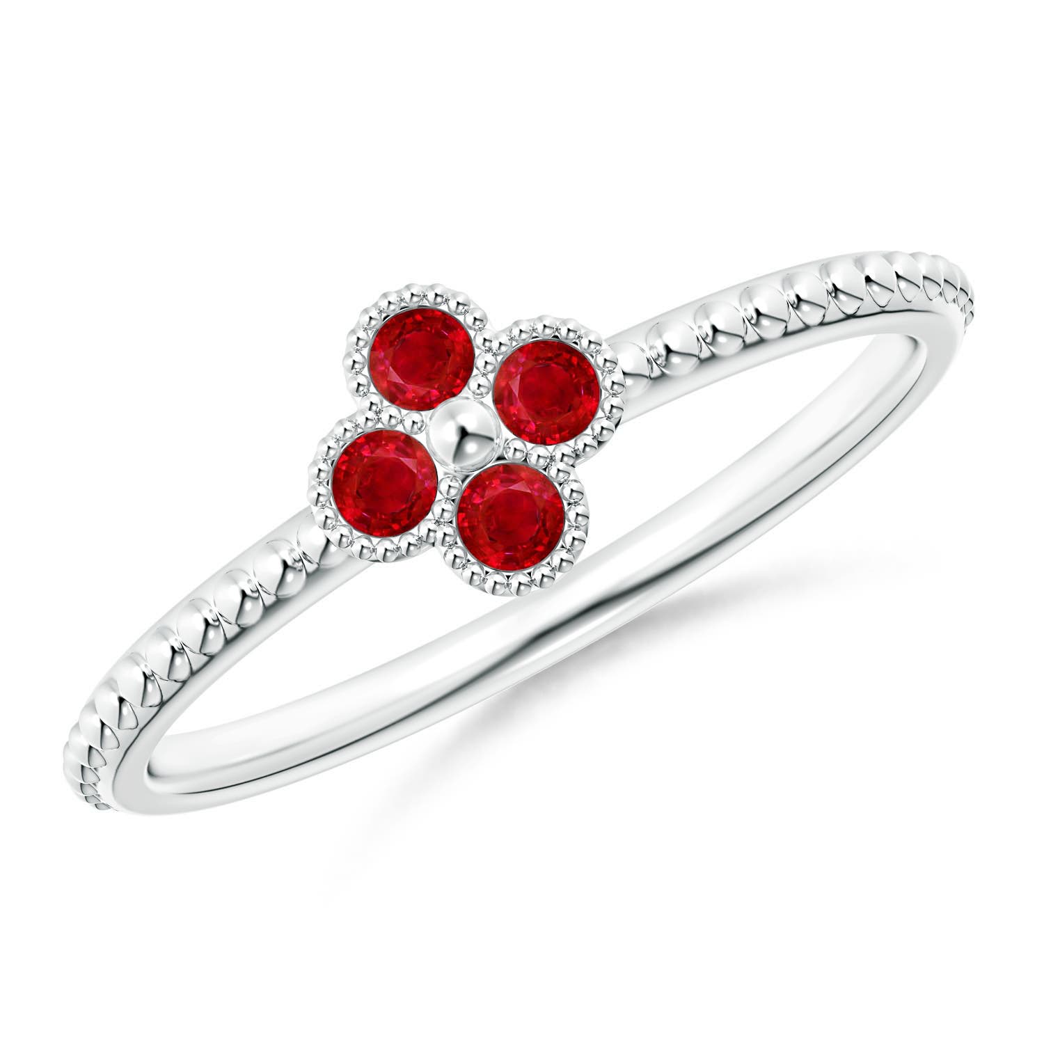 AAA - Ruby / 0.2 CT / 14 KT White Gold