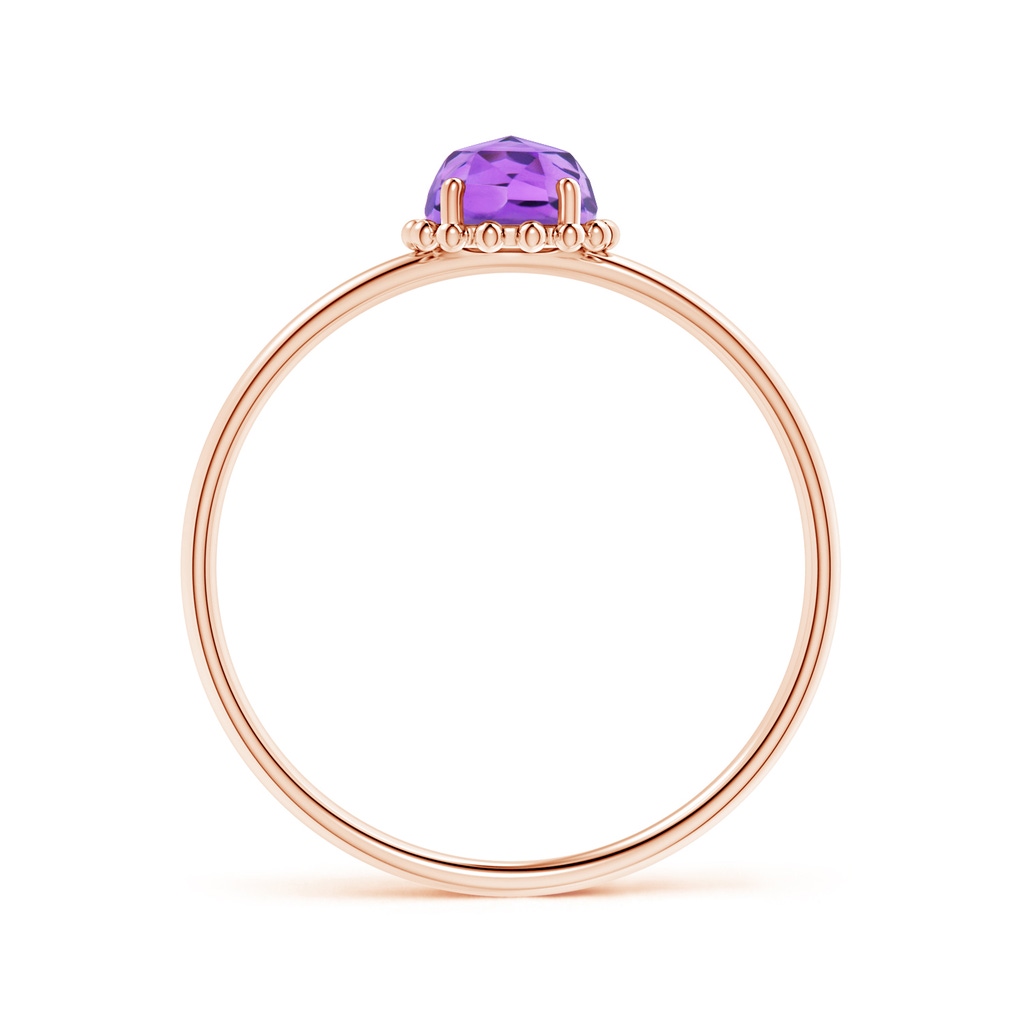 5mm AAA Solitaire Amethyst Ring with Beaded Halo in Rose Gold Side-1