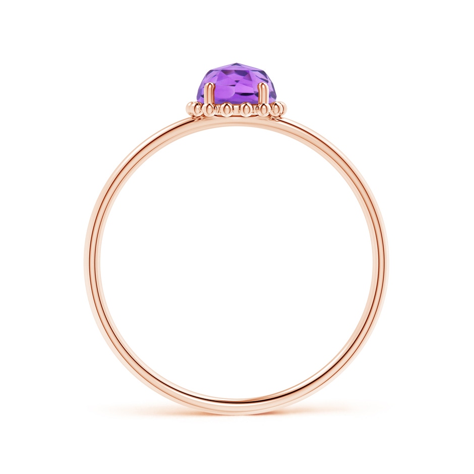 5mm AAA Solitaire Amethyst Ring with Beaded Halo in Rose Gold side-1