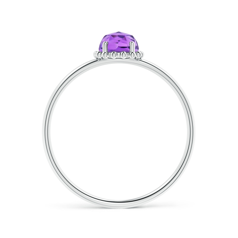 5mm AAA Solitaire Amethyst Ring with Beaded Halo in White Gold side-1