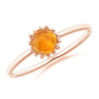 5mm AAA Solitaire Citrine Ring with Beaded Halo in Rose Gold