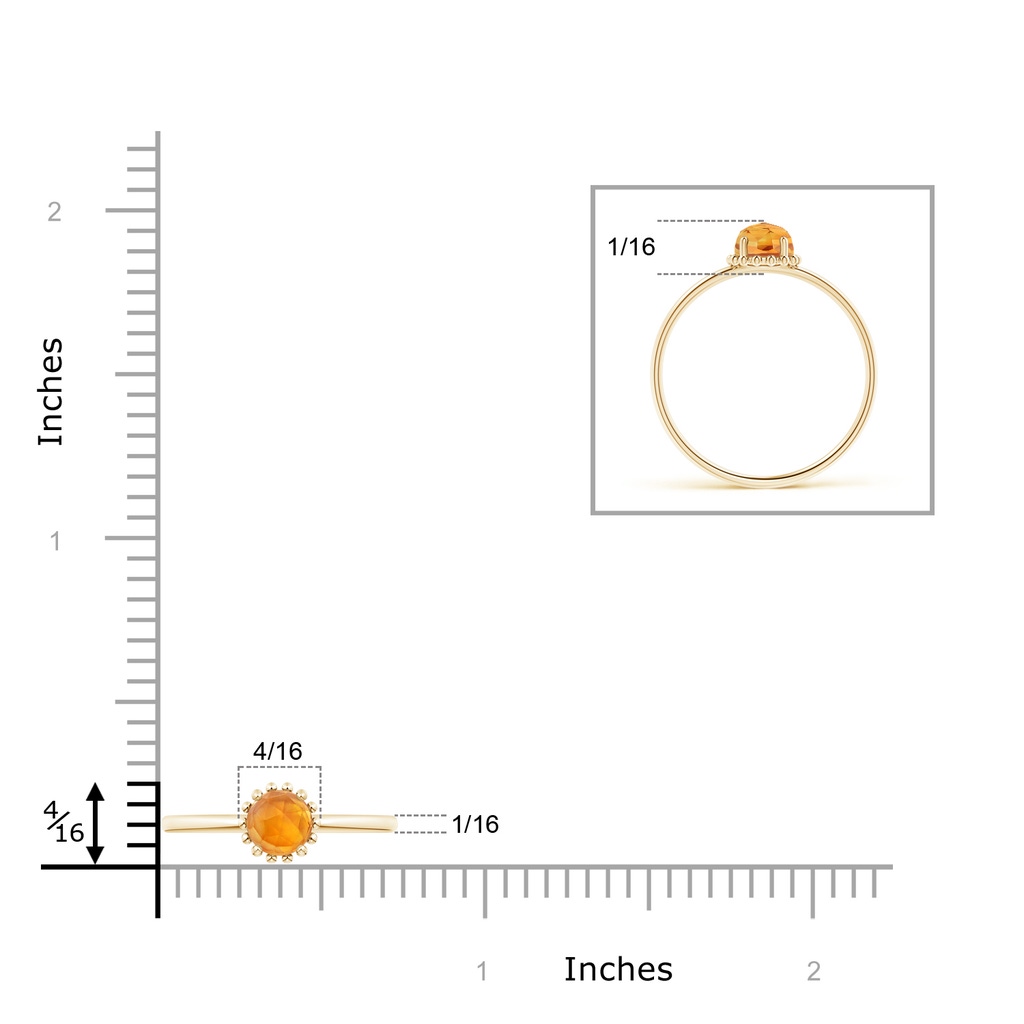 5mm AAA Solitaire Citrine Ring with Beaded Halo in Yellow Gold Product Image