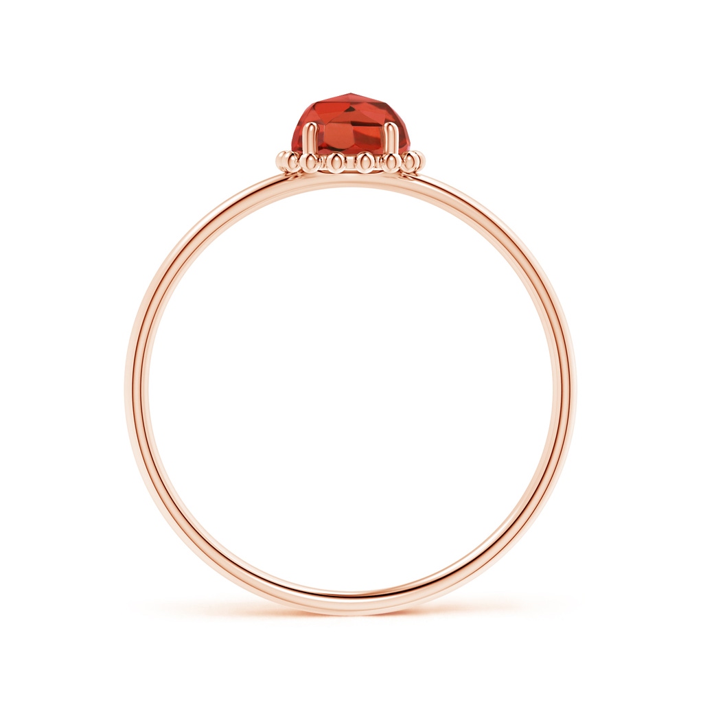 5mm AAA Solitaire Garnet Ring with Beaded Halo in Rose Gold Side-1