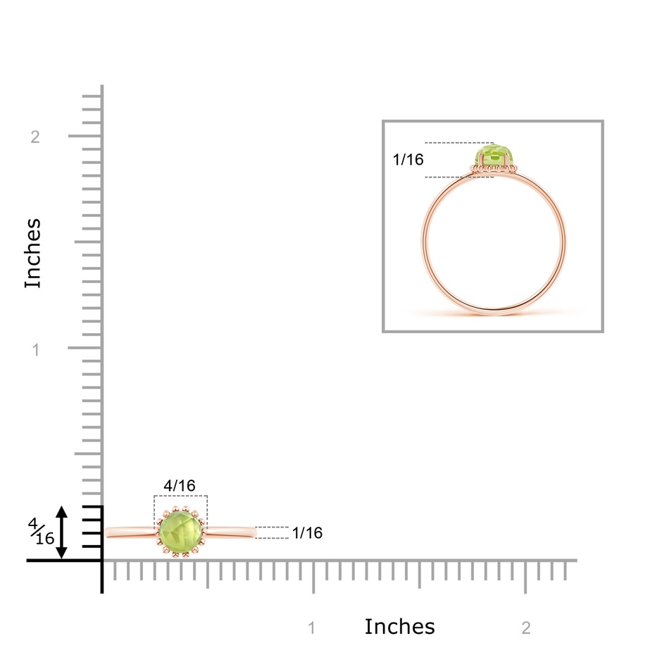 5mm AAA Solitaire Peridot Ring with Beaded Halo in Rose Gold product image