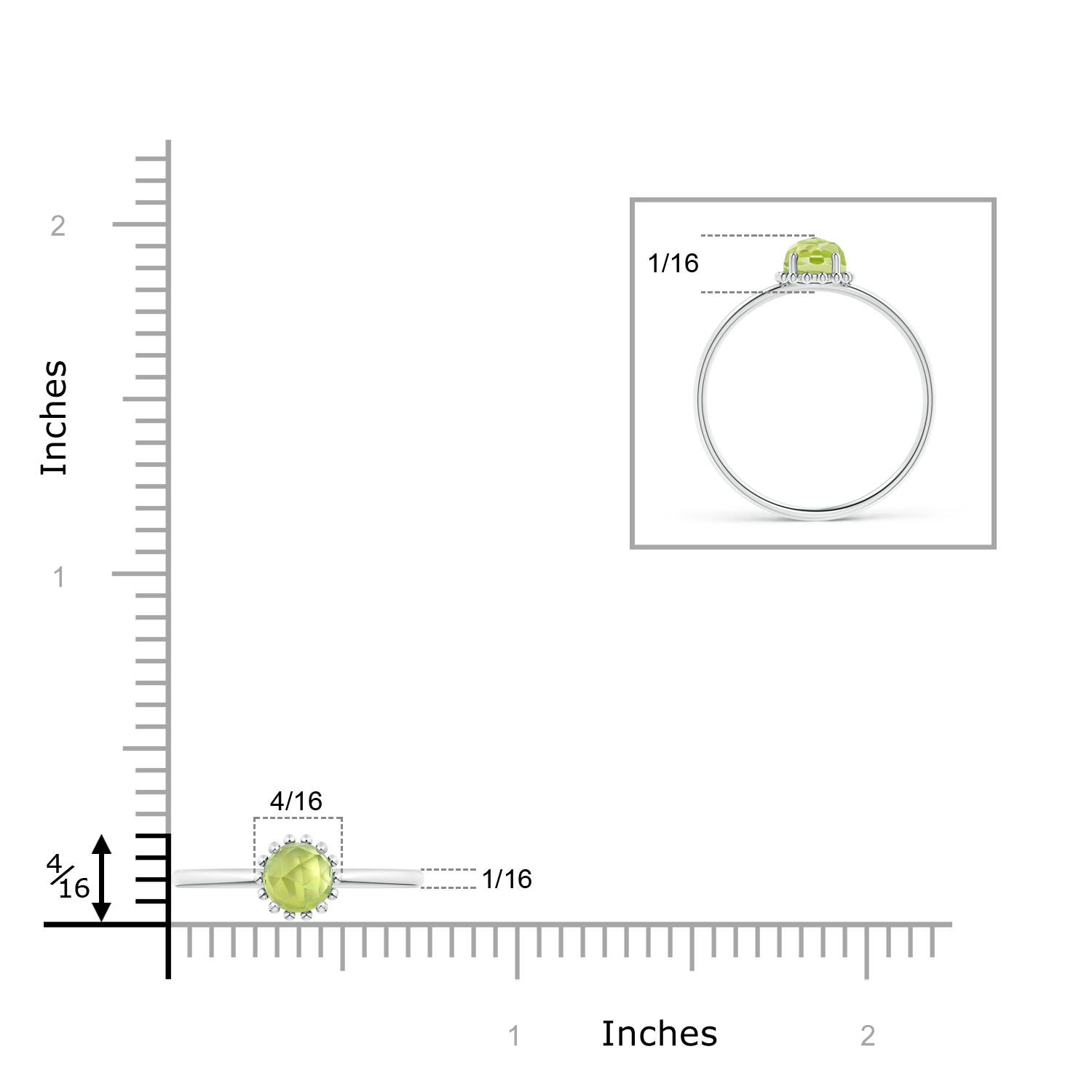 AAA - Peridot / 0.65 CT / 14 KT White Gold