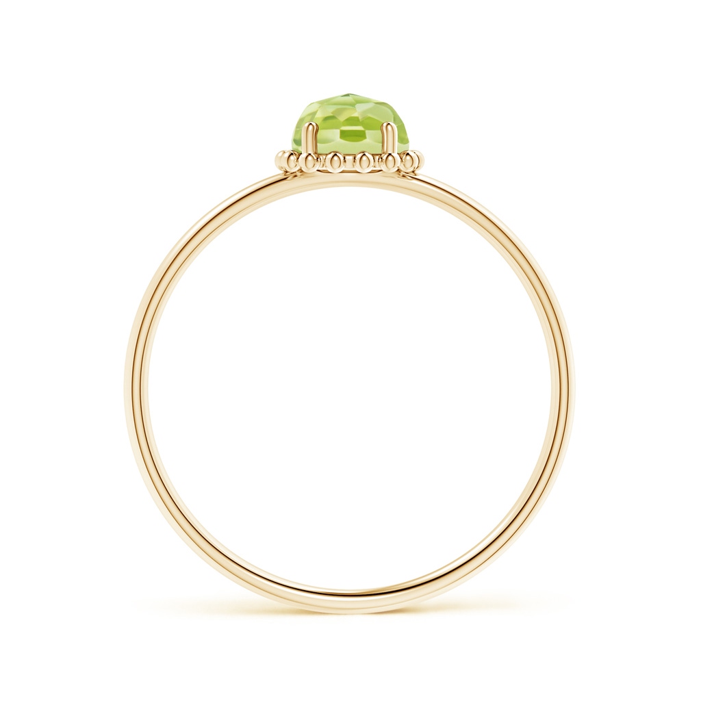 5mm AAA Solitaire Peridot Ring with Beaded Halo in Yellow Gold Product Image