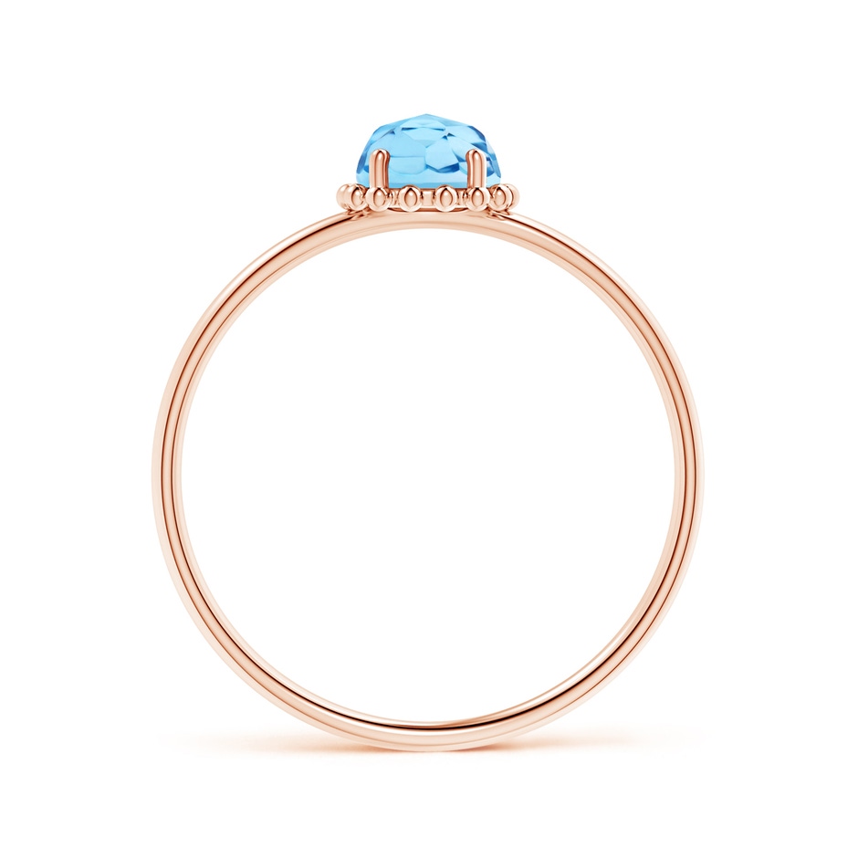 5mm AAA Solitaire Swiss Blue Topaz Ring with Beaded Halo in Rose Gold product image