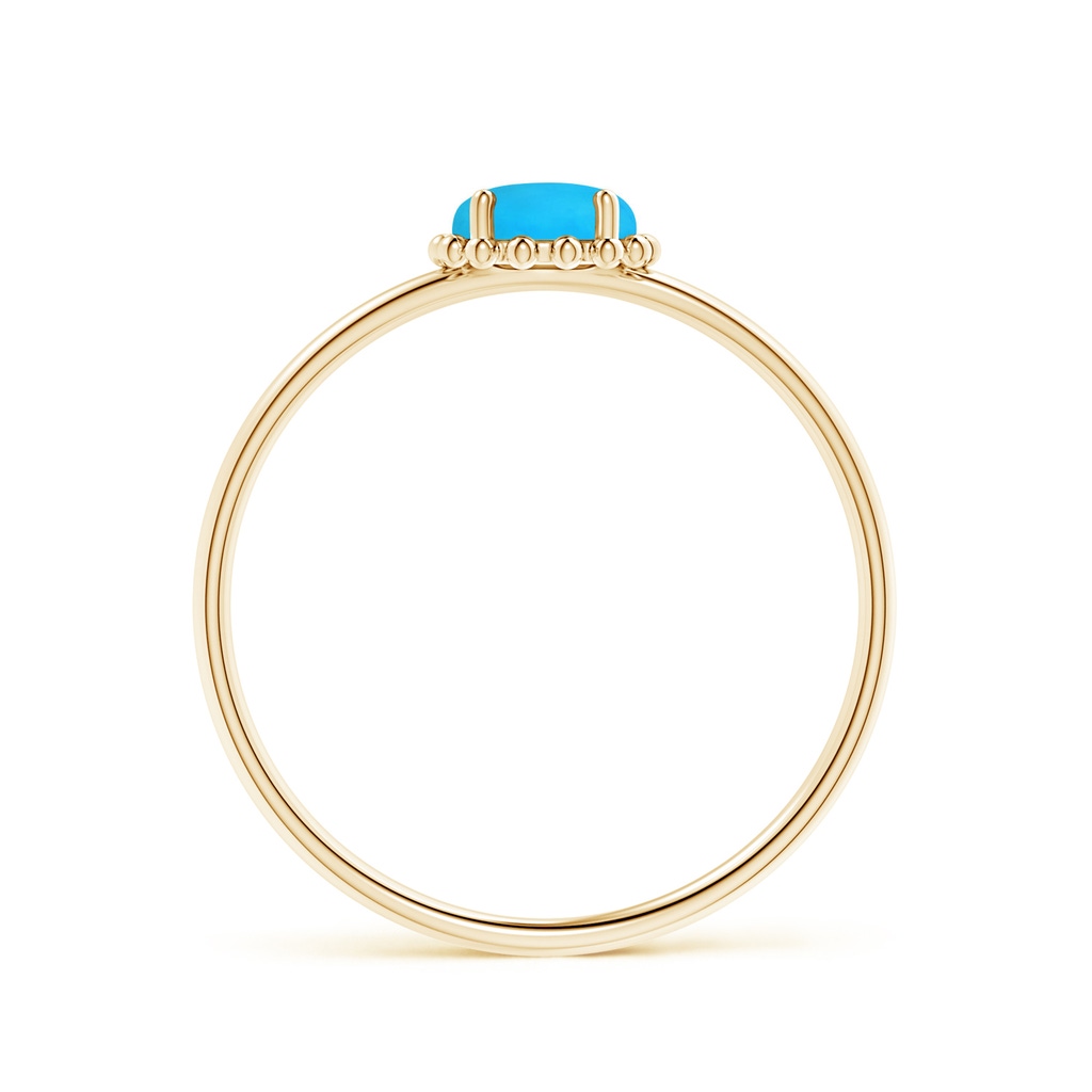 5mm AAAA Solitaire Turquoise Ring with Beaded Halo in Yellow Gold Side-1
