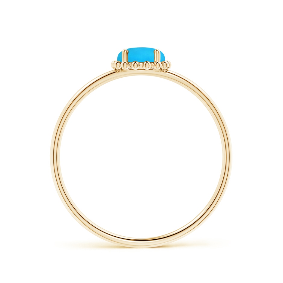 5mm AAAA Solitaire Turquoise Ring with Beaded Halo in Yellow Gold side-1