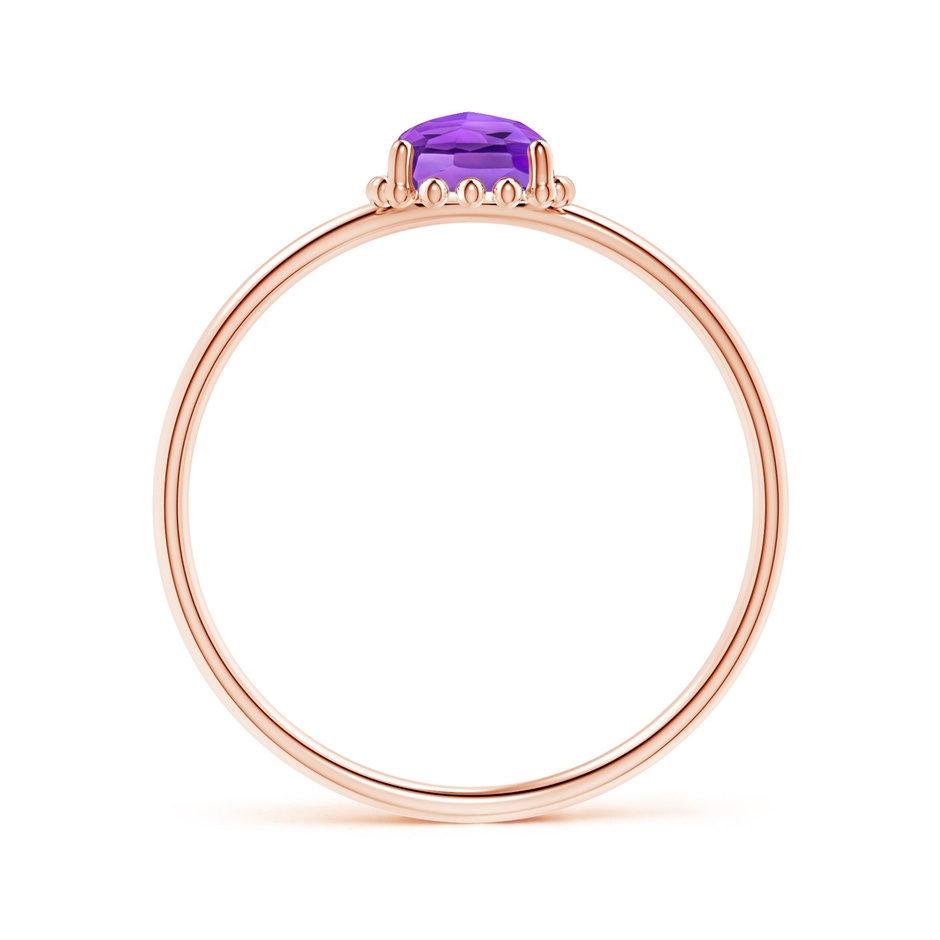 5mm AAA Classic Cushion Amethyst Ring with Beaded Halo in Rose Gold product image