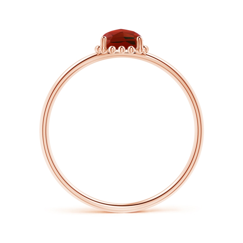 5mm AAA Classic Cushion Garnet Ring with Beaded Halo in Rose Gold Product Image