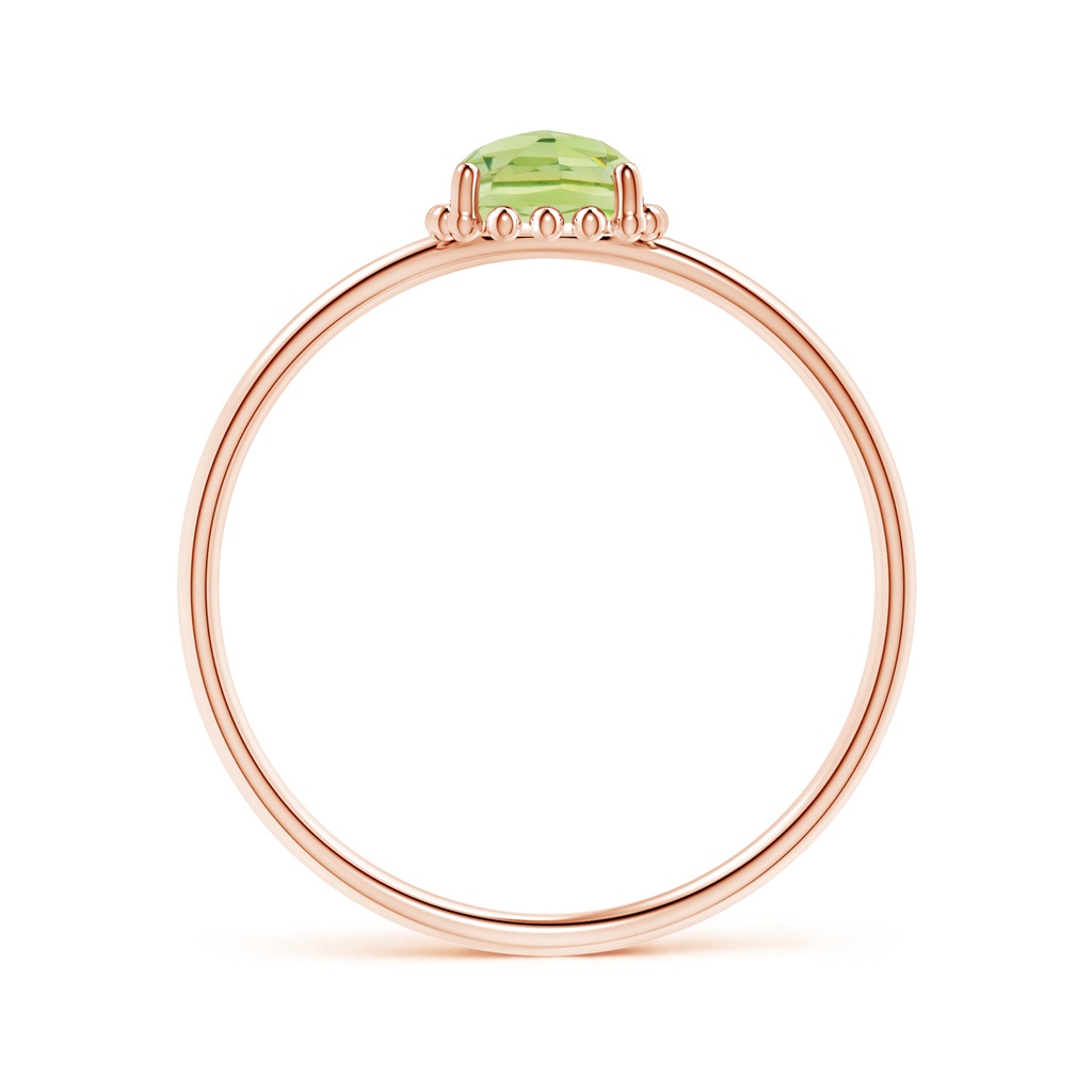 5mm AAA Classic Cushion Peridot Ring with Beaded Halo in Rose Gold Product Image
