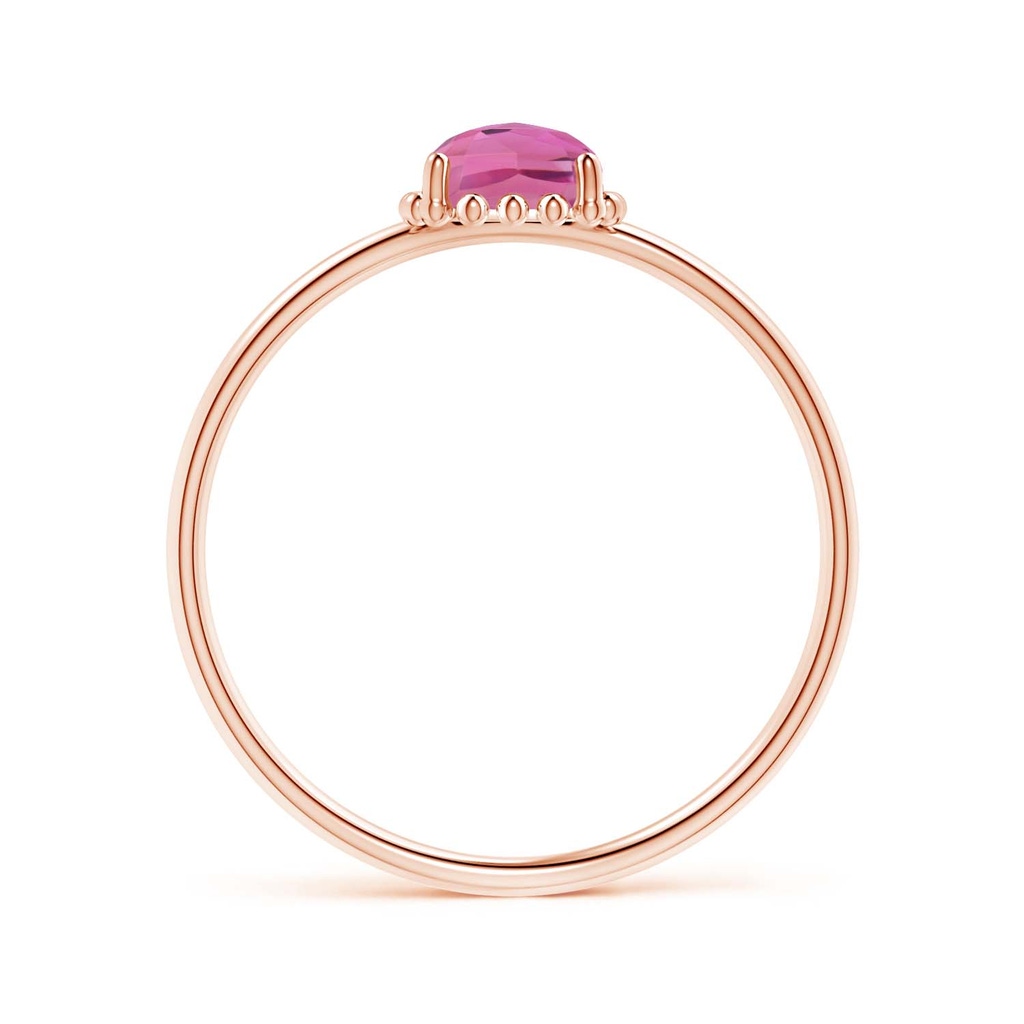 5mm AAA Classic Cushion Pink Tourmaline Ring with Beaded Halo in Rose Gold Product Image