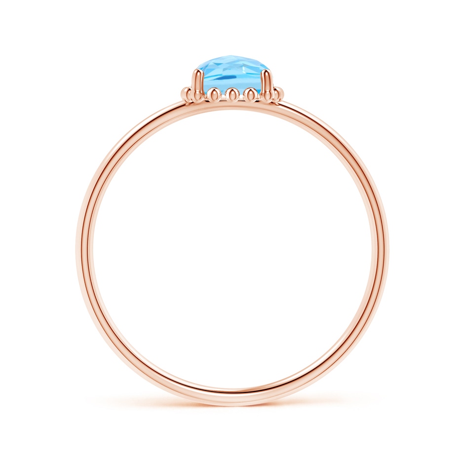 5mm AAA Classic Cushion Swiss Blue Topaz Ring with Beaded Halo in Rose Gold product image