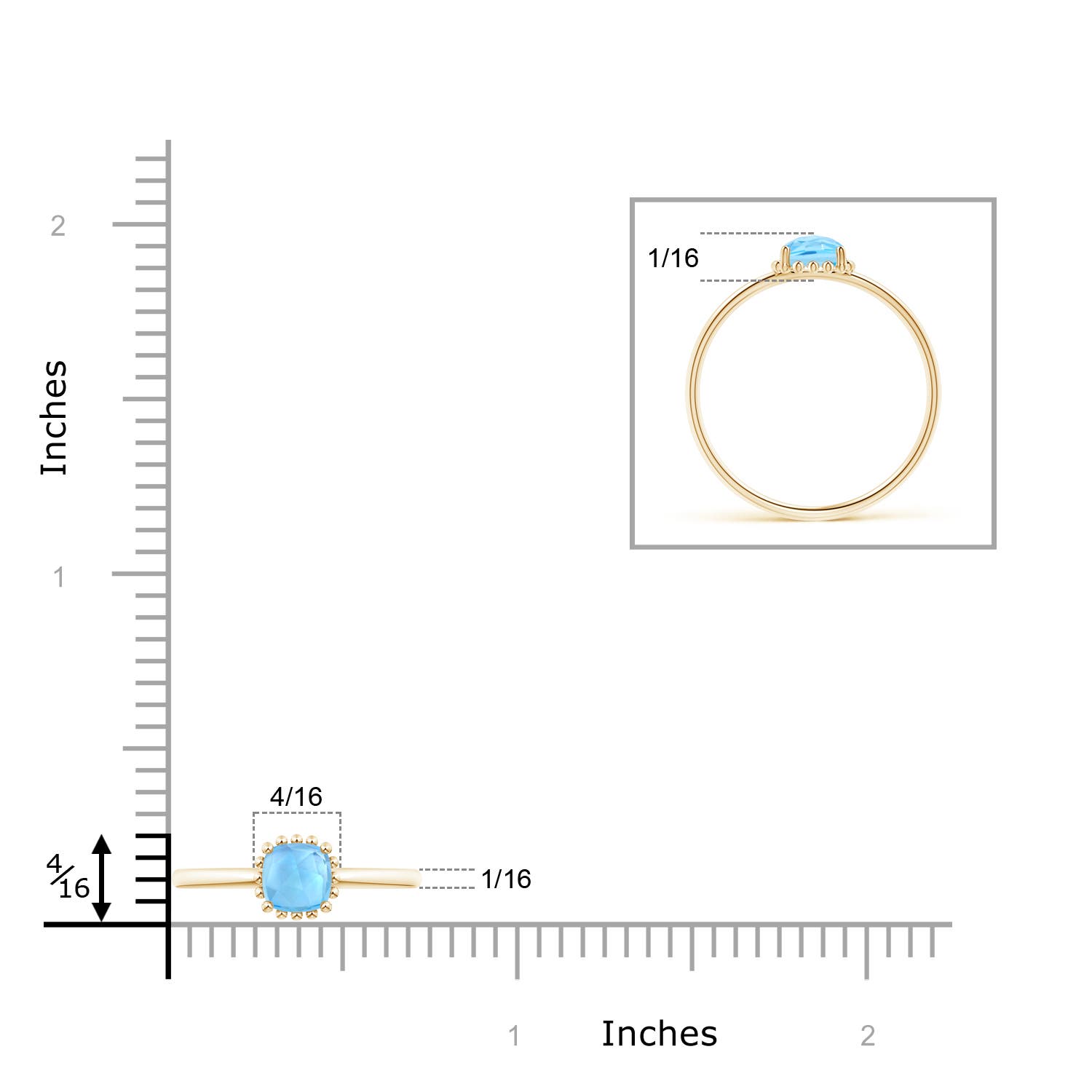 AAA - Swiss Blue Topaz / 0.56 CT / 14 KT Yellow Gold