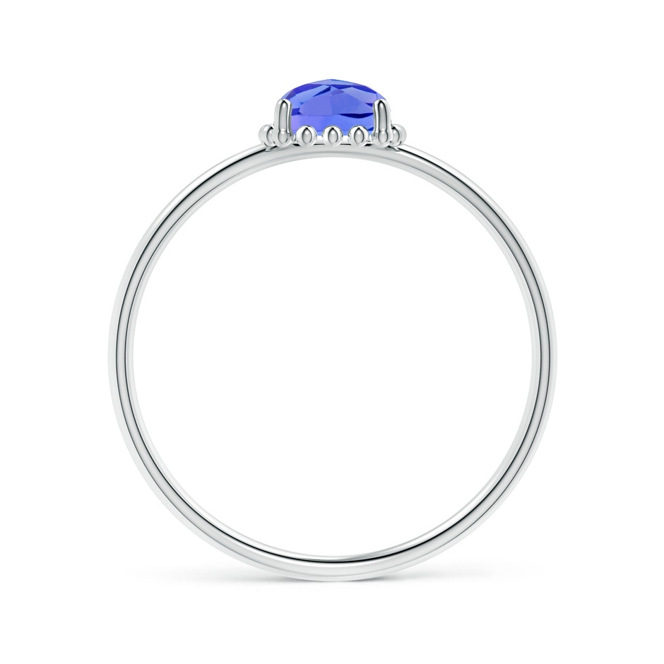 5mm AAA Classic Cushion Tanzanite Ring with Beaded Halo in White Gold product image