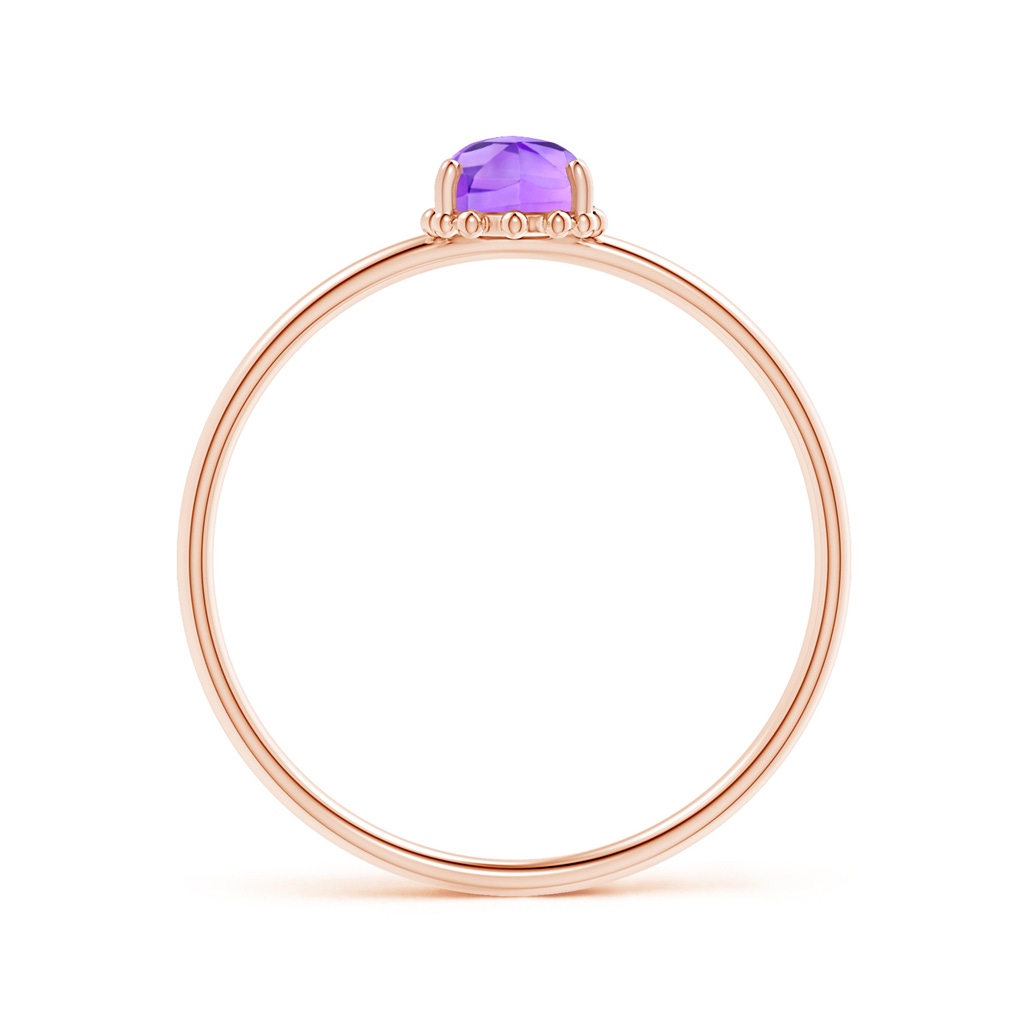 6x4mm AAA Classic Oval Amethyst Ring with Beaded Halo in Rose Gold Product Image