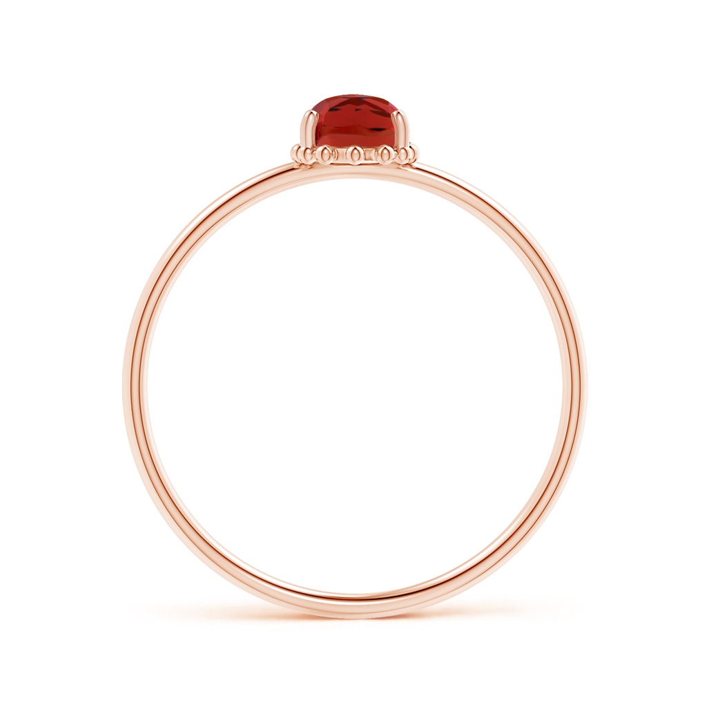 6x4mm AAA Classic Oval Garnet Ring with Beaded Halo in Rose Gold Product Image