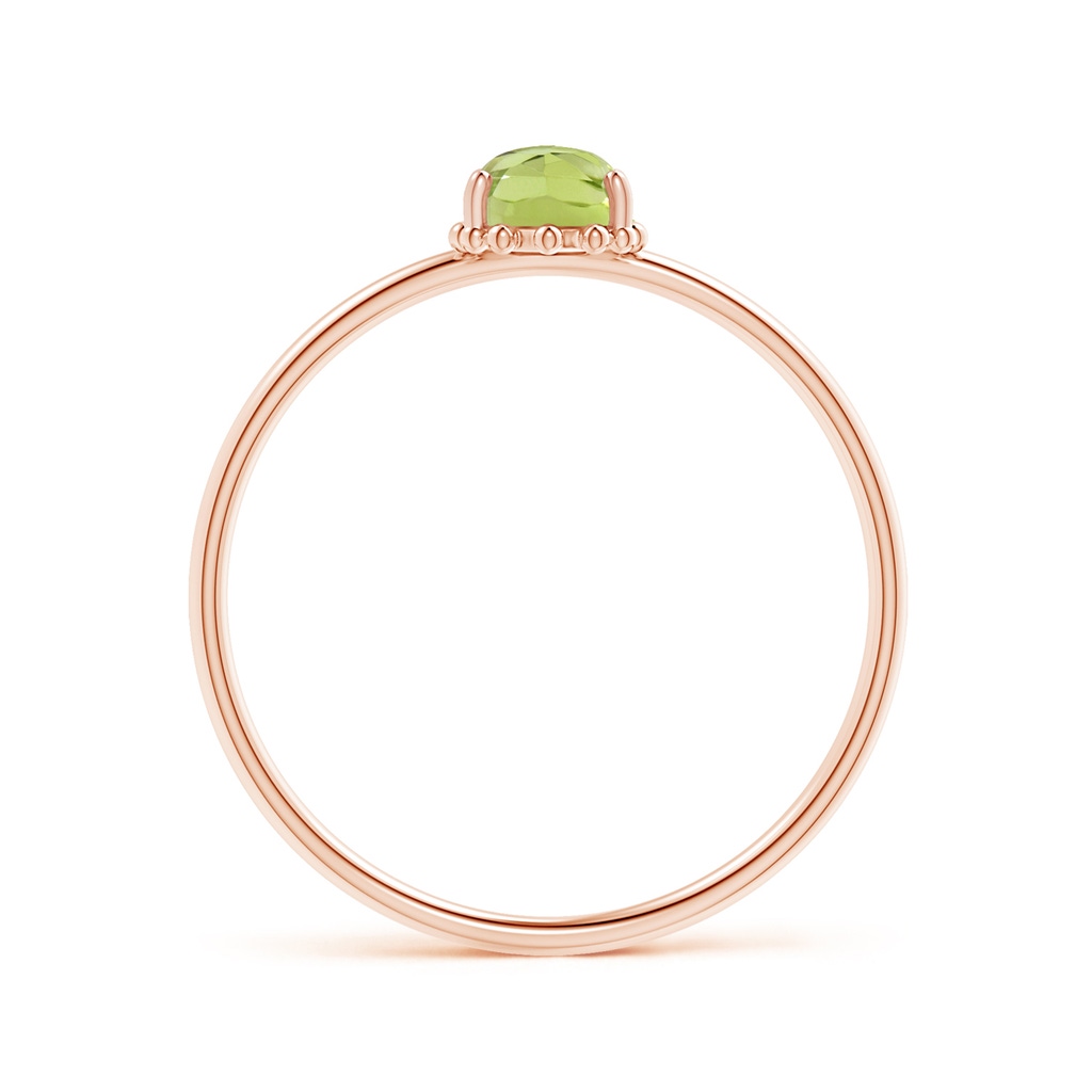 6x4mm AAA Classic Oval Peridot Ring with Beaded Halo in Rose Gold Product Image