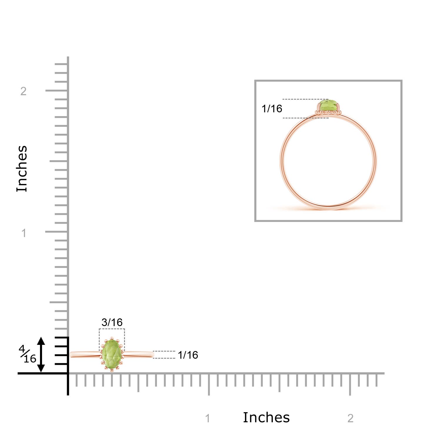 AAA - Peridot / 0.5 CT / 14 KT Rose Gold