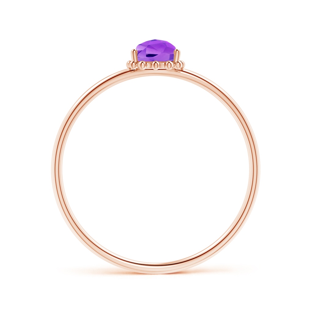 6x4mm AAA Pear-Shaped Amethyst Beaded Halo Ring in Rose Gold Product Image