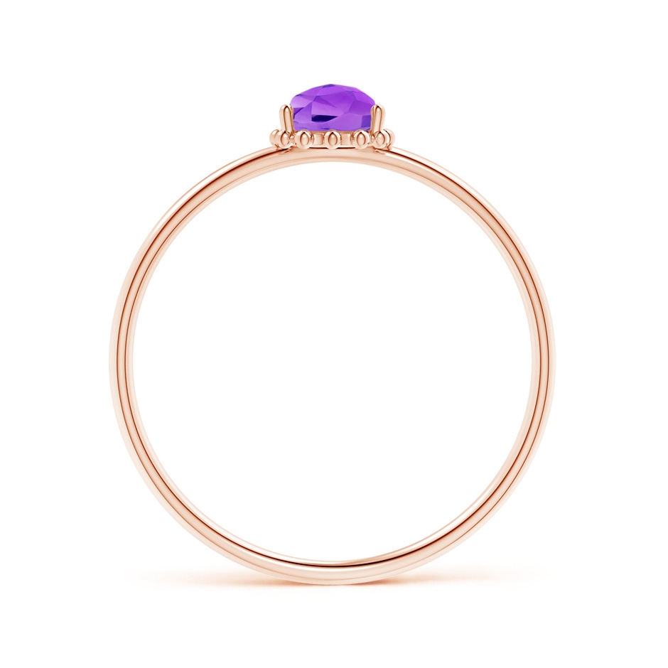 6x4mm AAA Pear-Shaped Amethyst Beaded Halo Ring in Rose Gold product image