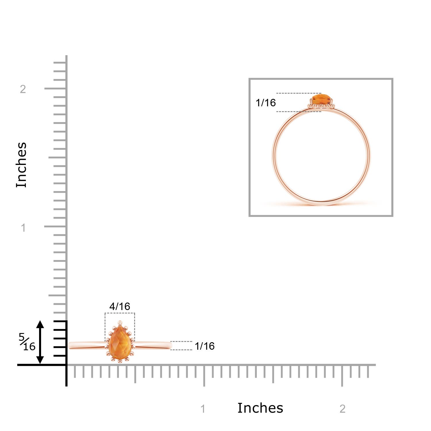 AAA - Citrine / 0.45 CT / 14 KT Rose Gold