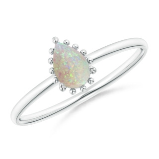 6x4mm AAA Pear-Shaped Opal Beaded Halo Ring in White Gold