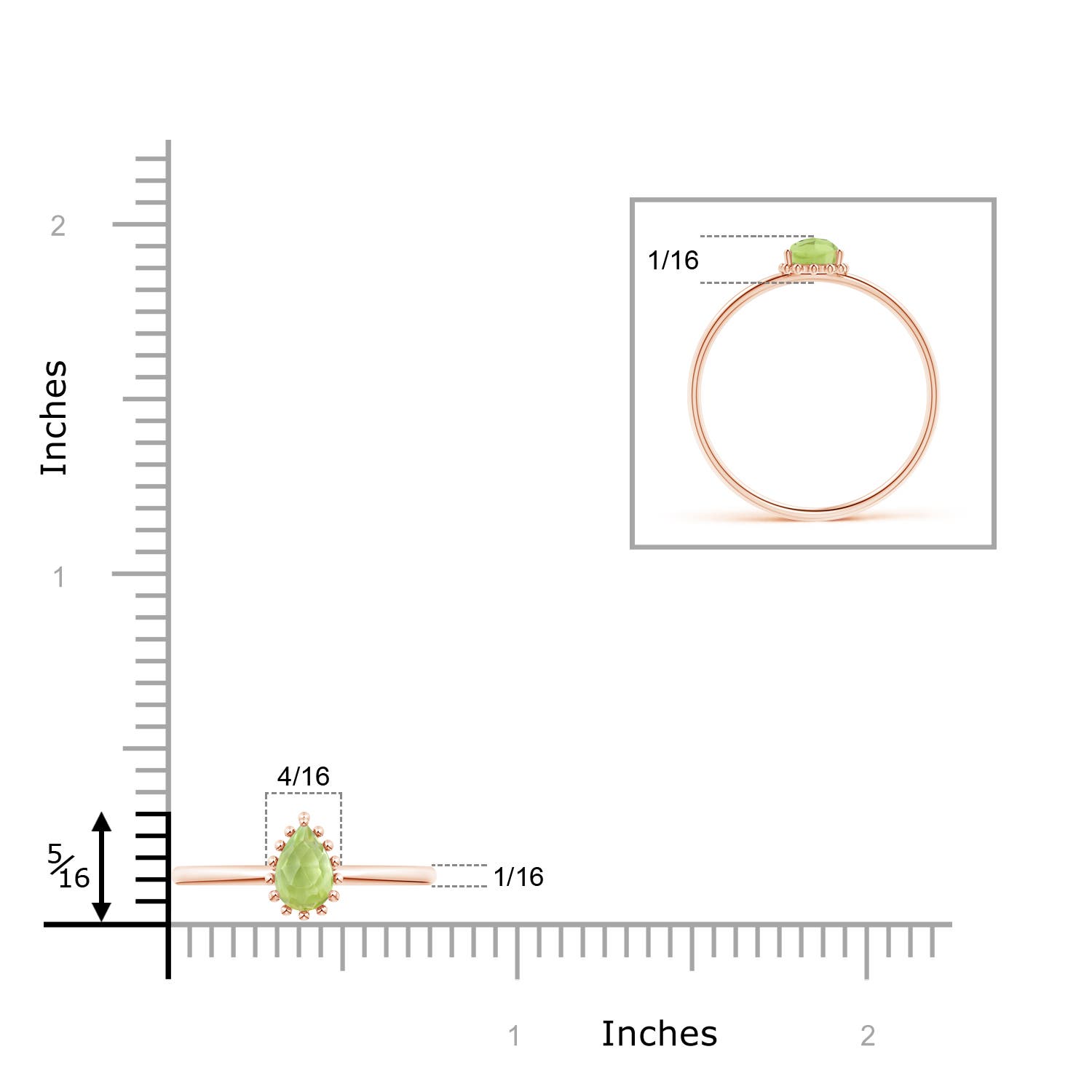 AAA - Peridot / 0.45 CT / 14 KT Rose Gold