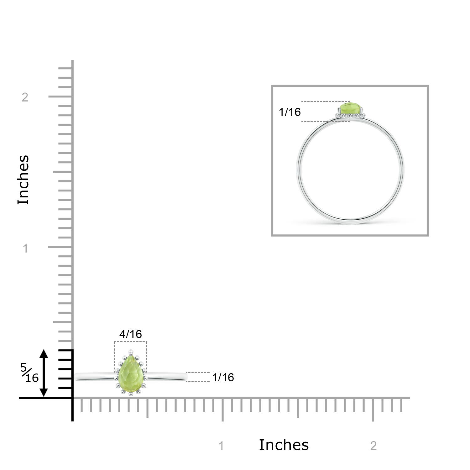 AAA - Peridot / 0.45 CT / 14 KT White Gold