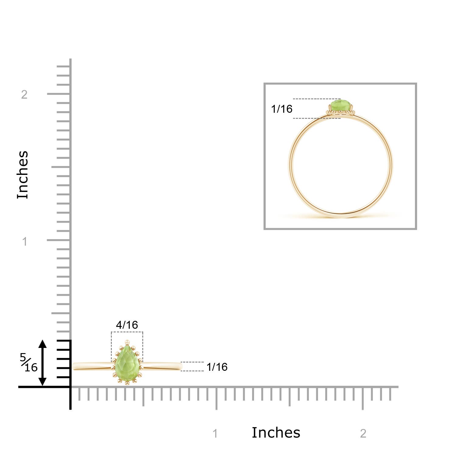 AAA - Peridot / 0.45 CT / 14 KT Yellow Gold