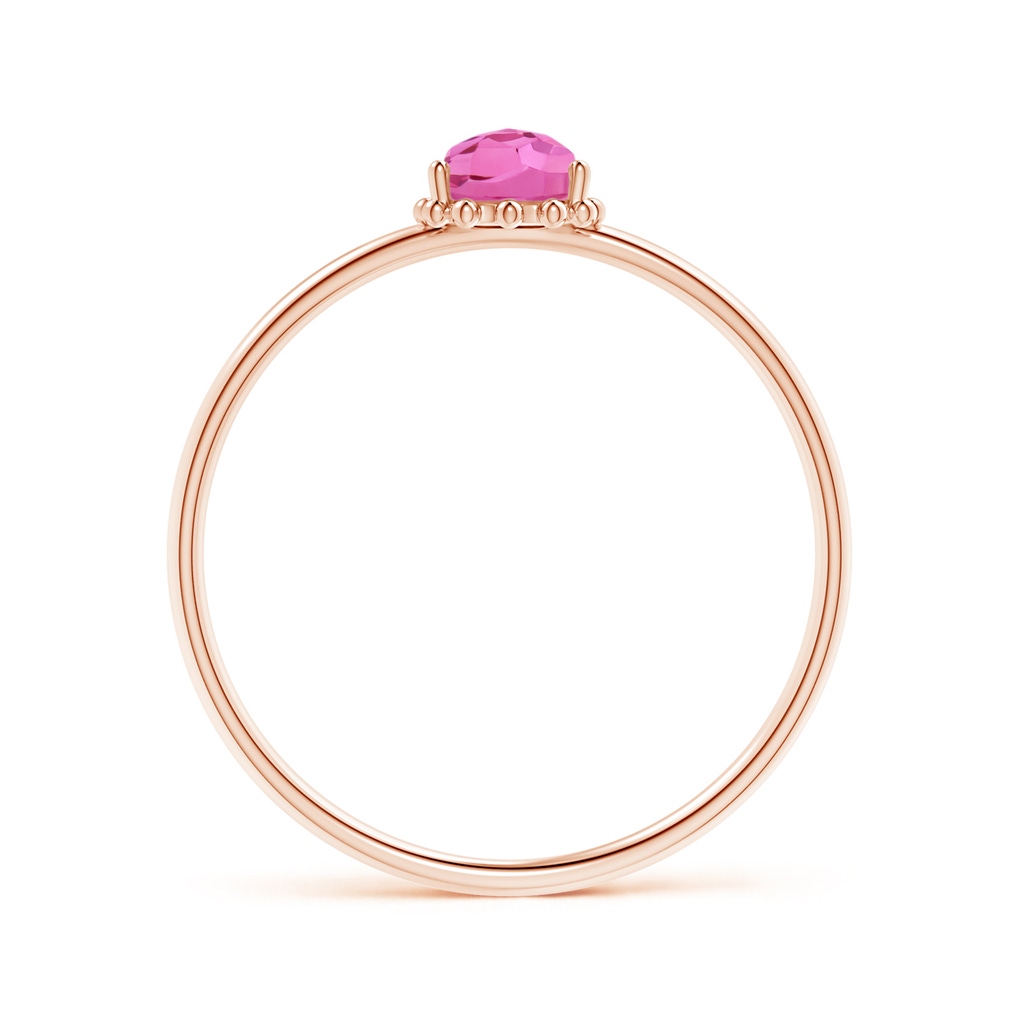 6x4mm AAA Pear-Shaped Pink Tourmaline Beaded Halo Ring in Rose Gold Product Image