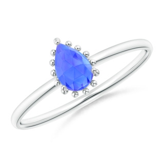 6x4mm AAA Pear-Shaped Tanzanite Beaded Halo Ring in White Gold