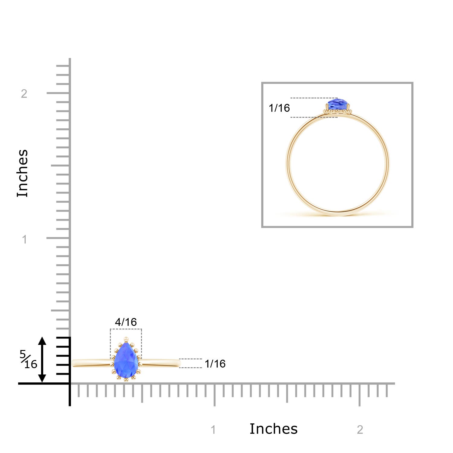 AAA - Tanzanite / 0.38 CT / 14 KT Yellow Gold