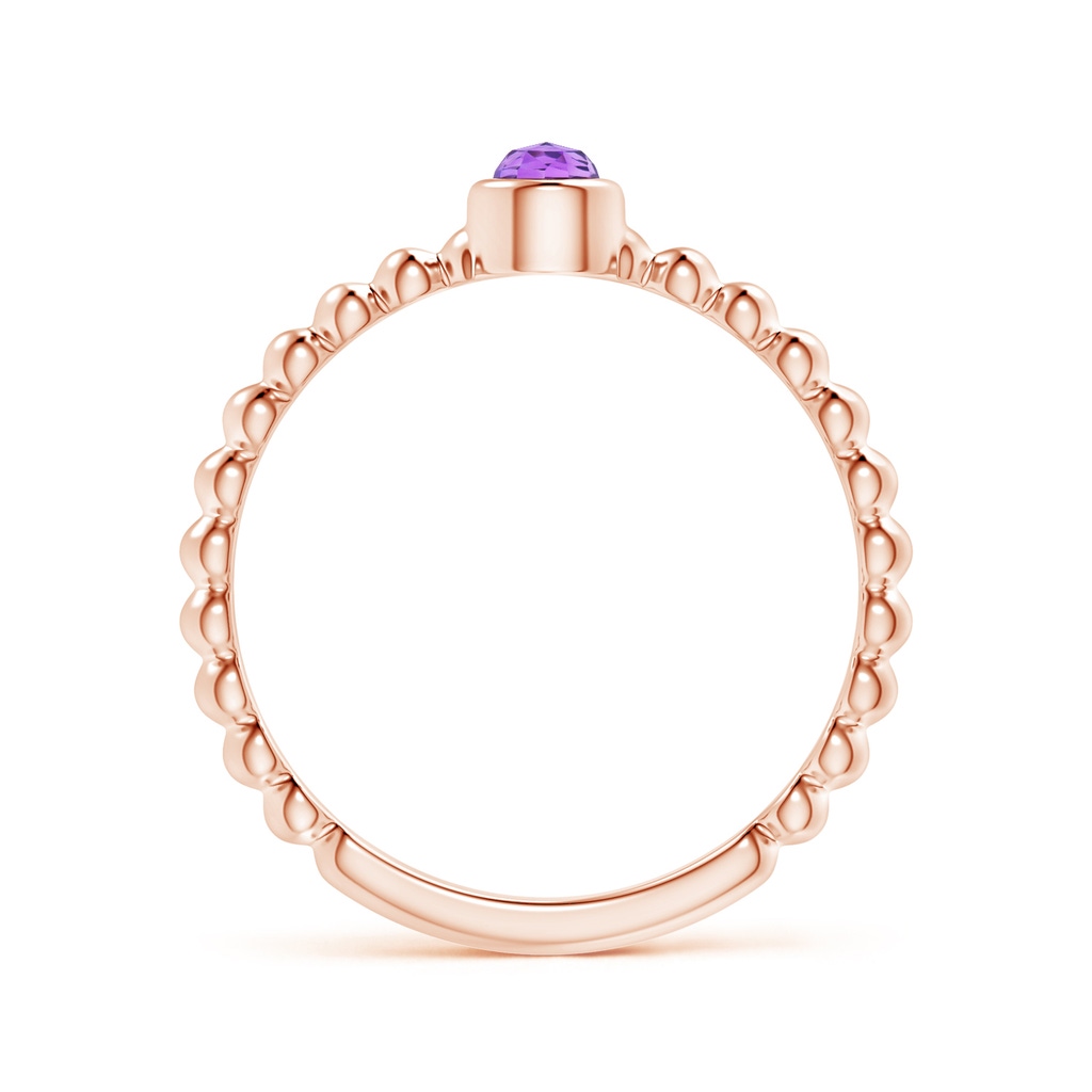 3mm AAA Bezel Set Amethyst Stackable Ring with Beaded Shank in Rose Gold Product Image