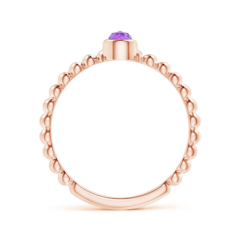 3mm AAA Bezel Set Amethyst Stackable Ring with Beaded Shank in Rose Gold product image