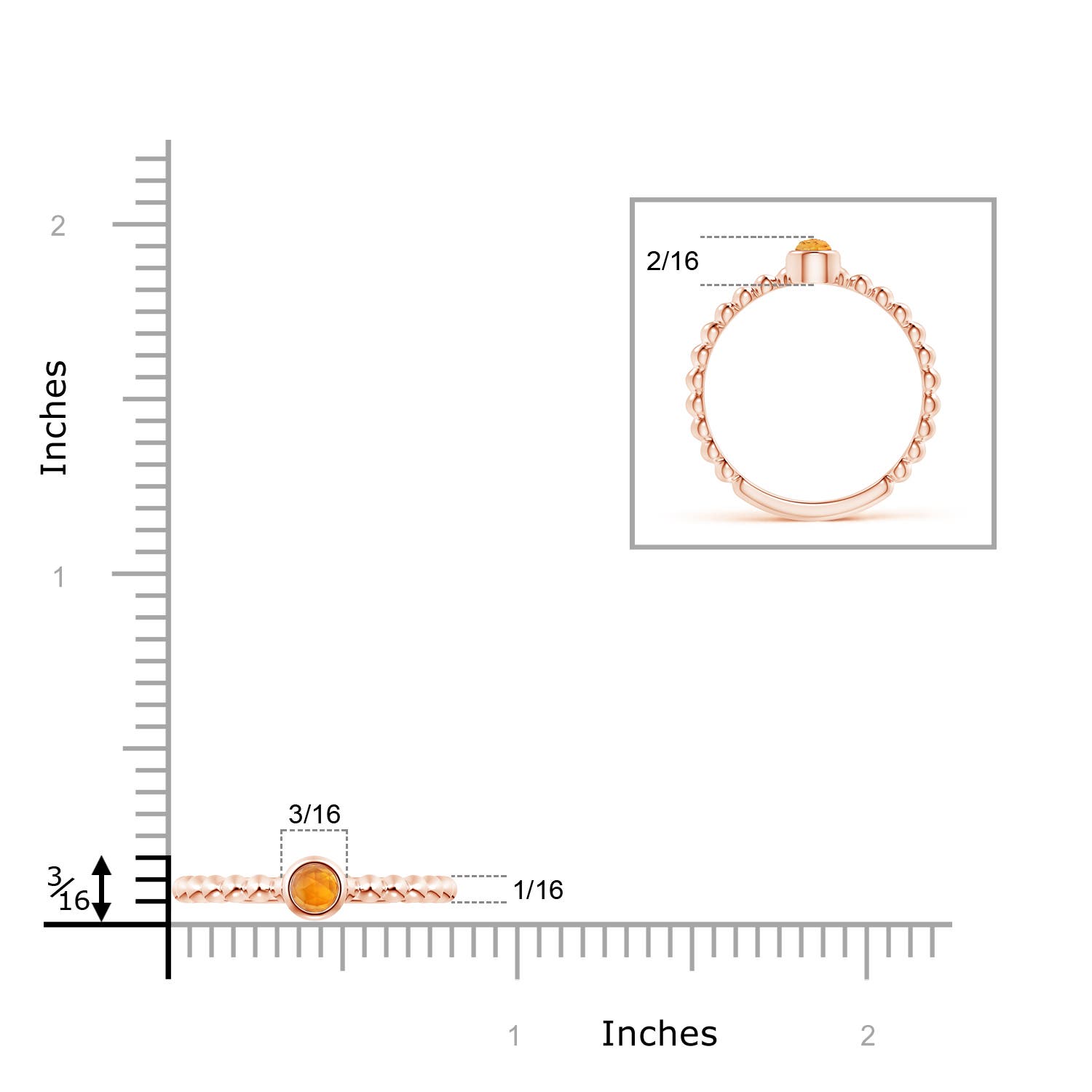 AAA - Citrine / 0.17 CT / 14 KT Rose Gold