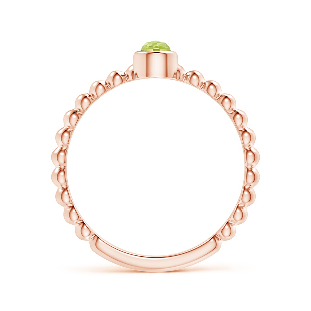 3mm AAA Bezel Set Peridot Stackable Ring with Beaded Shank in Rose Gold Product Image
