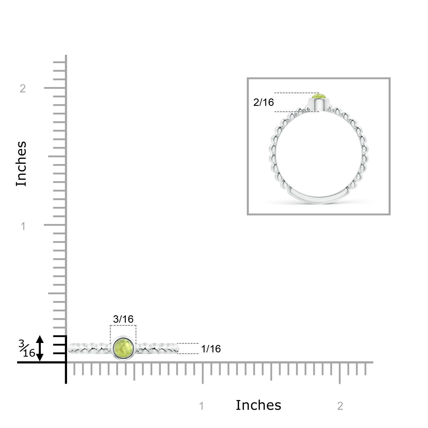 AAA - Peridot / 0.15 CT / 14 KT White Gold