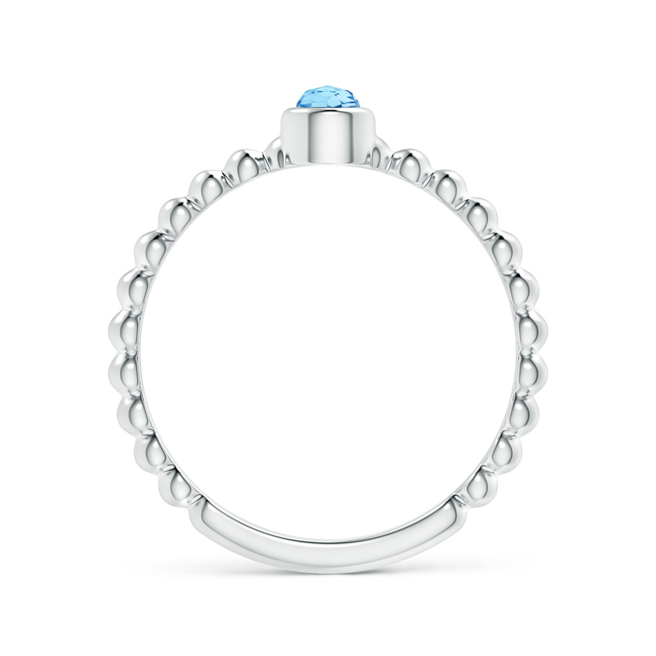 3mm AAA Bezel Set Swiss Blue Topaz Stackable Ring with Beaded Shank in White Gold product image