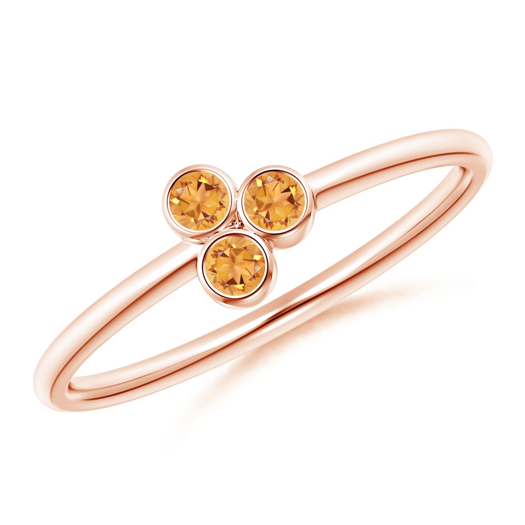 2mm AAA Bezel Set Citrine Trio Clustre Stackable Ring in Rose Gold