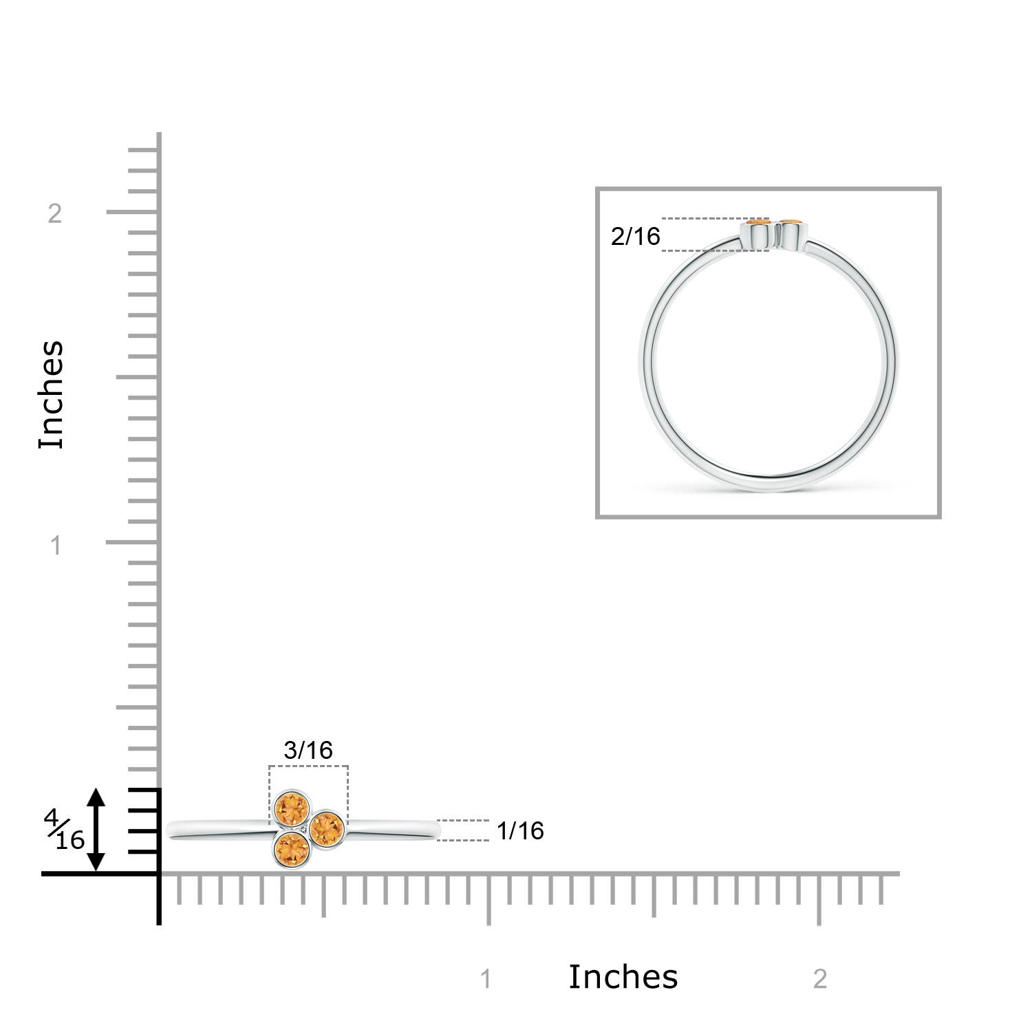 AAA - Citrine / 0.12 CT / 14 KT White Gold