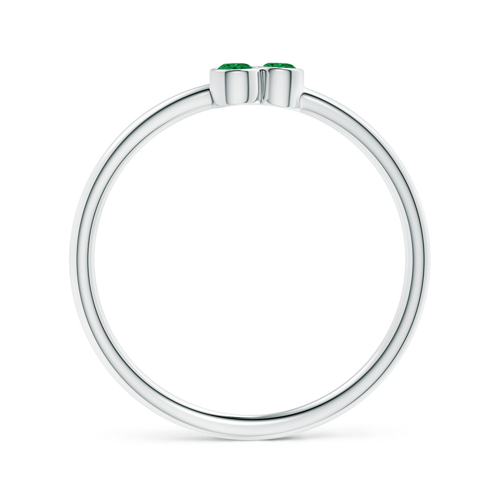 2mm AAA Bezel Set Emerald Trio Clustre Stackable Ring in White Gold Product Image