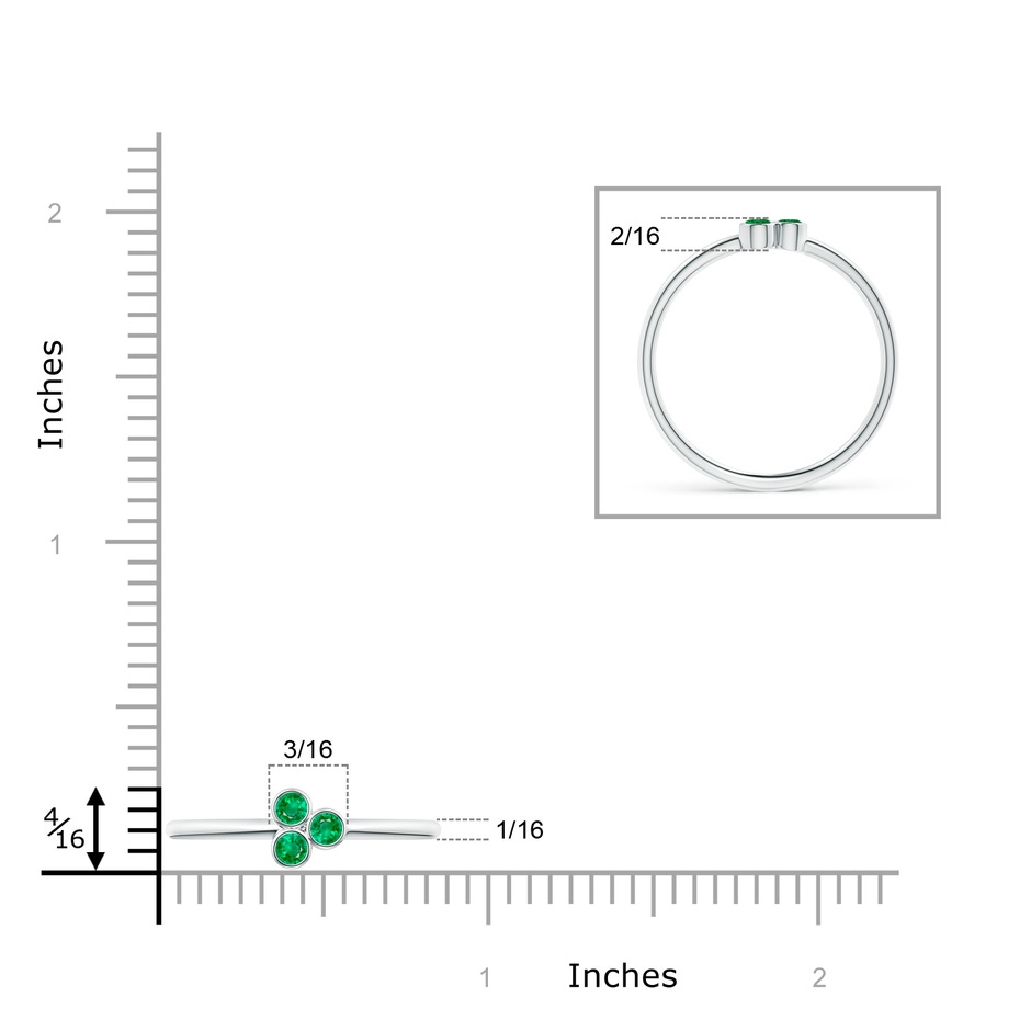 2mm AAA Bezel Set Emerald Trio Clustre Stackable Ring in White Gold product image