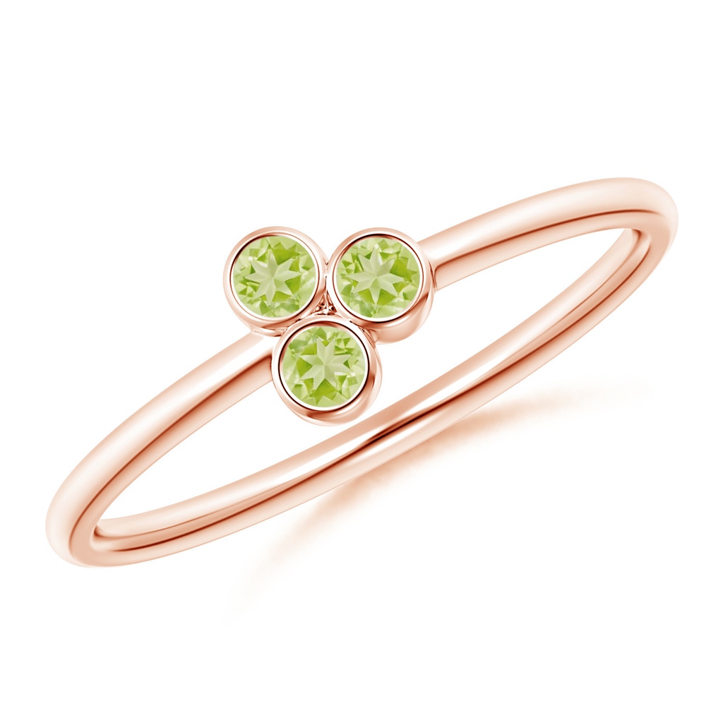 2mm AAA Bezel Set Peridot Trio Clustre Stackable Ring in Rose Gold 