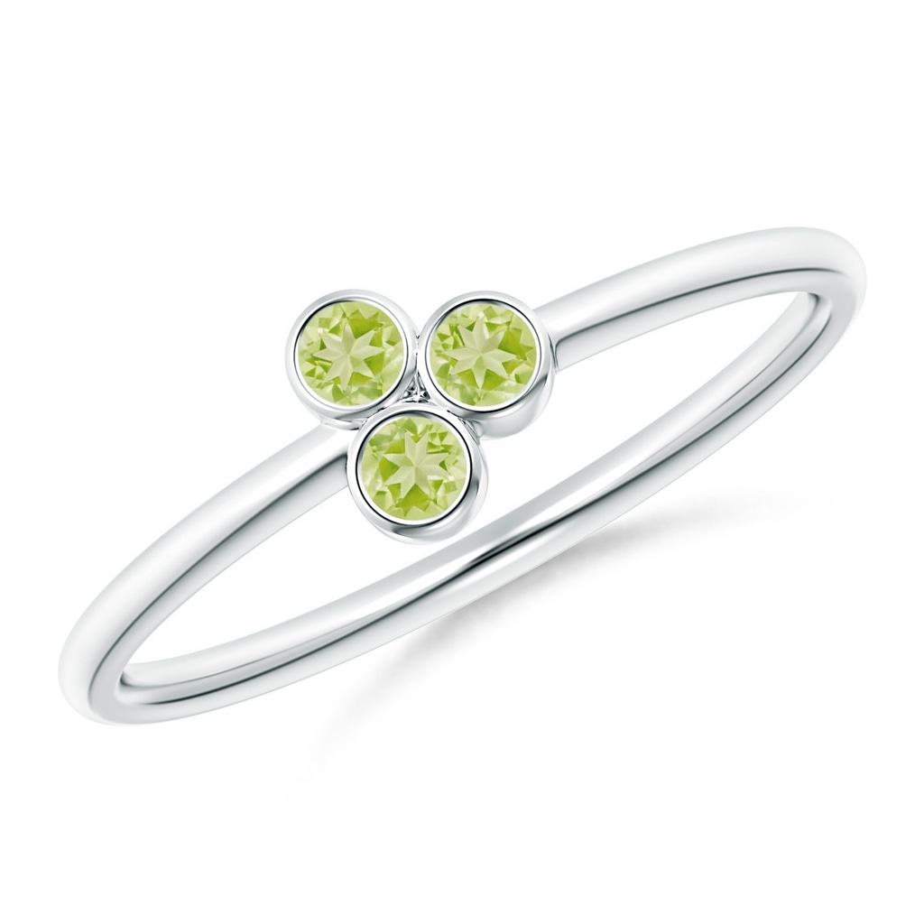 2mm AAA Bezel Set Peridot Trio Clustre Stackable Ring in S999 Silver