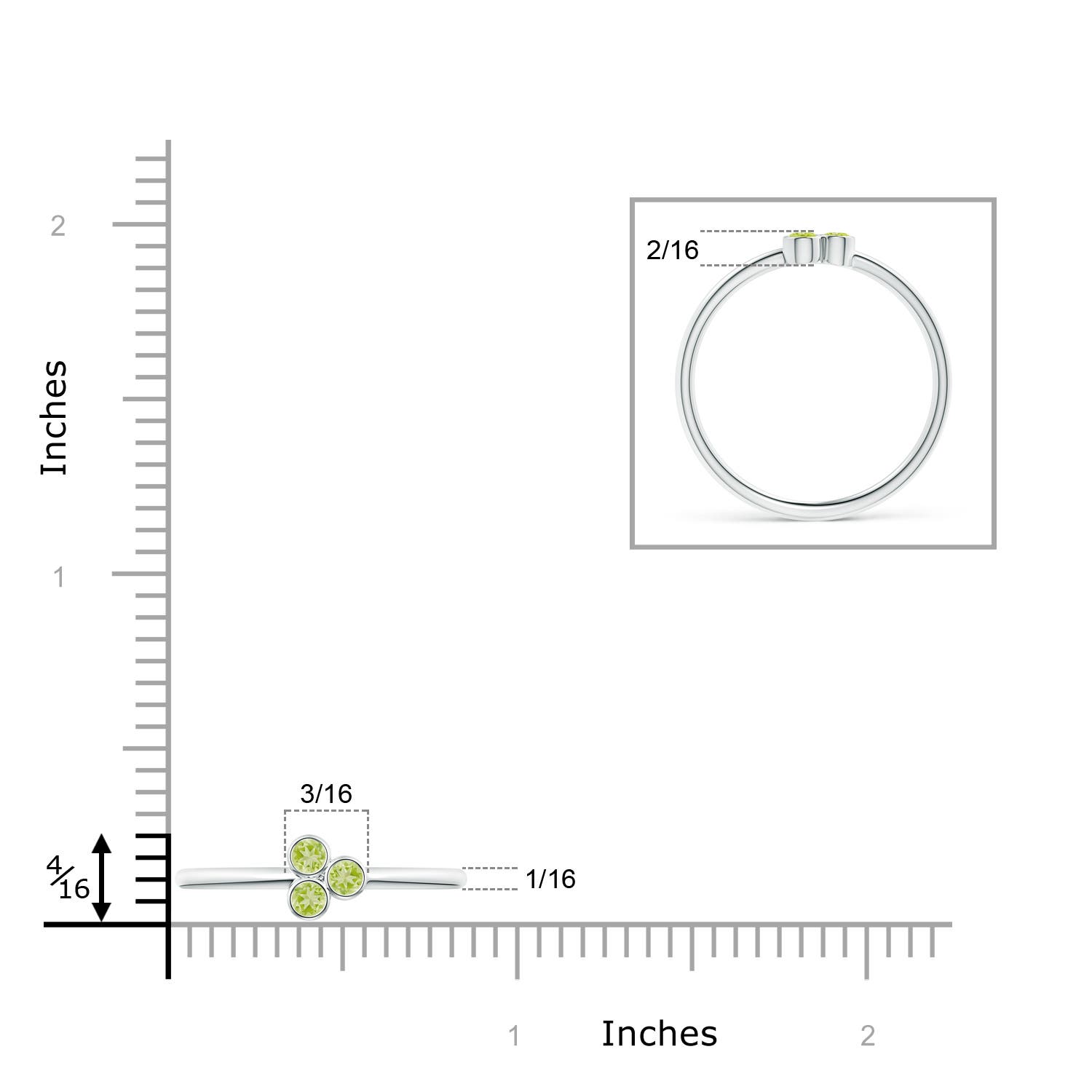 AAA - Peridot / 0.12 CT / 14 KT White Gold