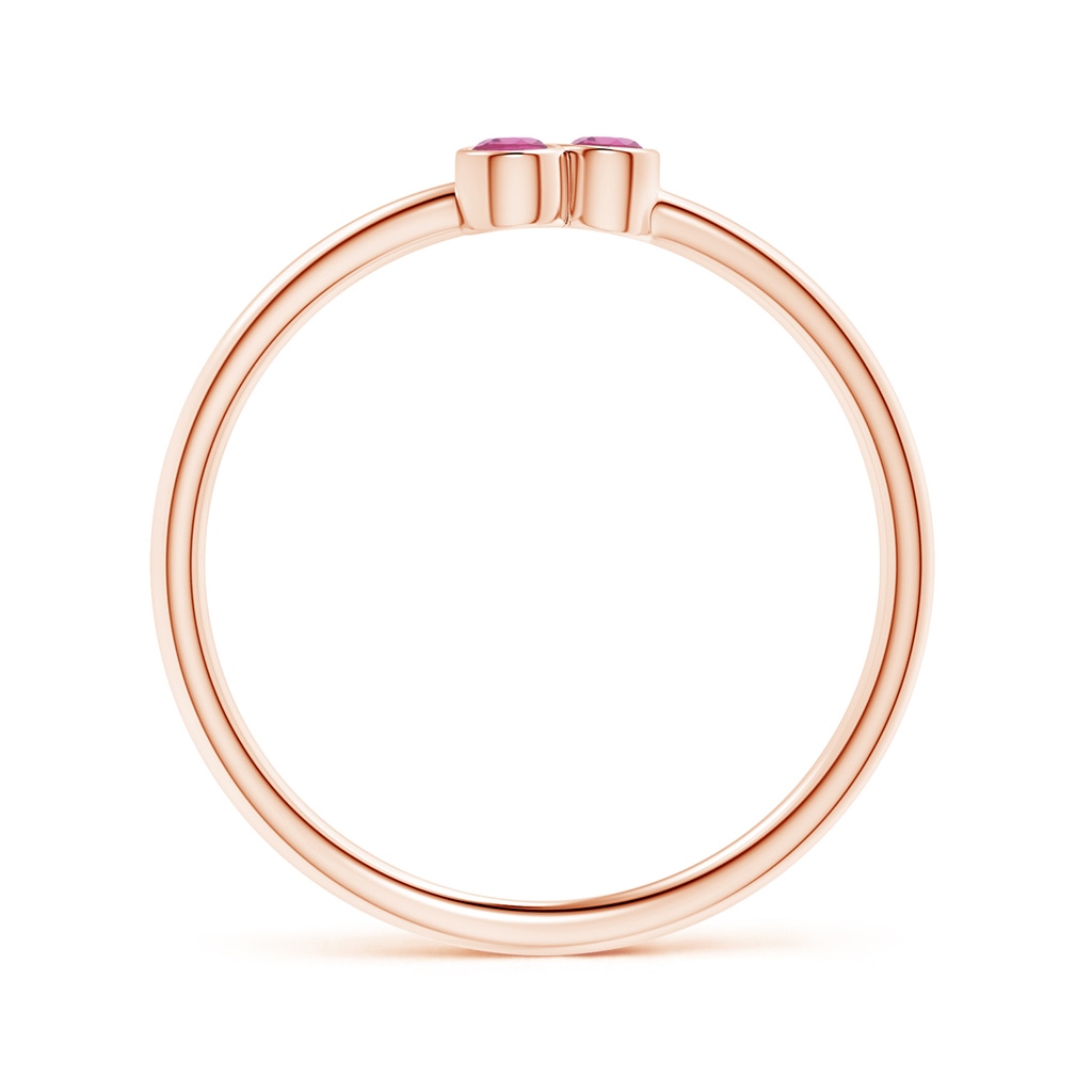 2mm AAA Bezel Set Pink Tourmaline Trio Clustre Stackable Ring in Rose Gold Product Image