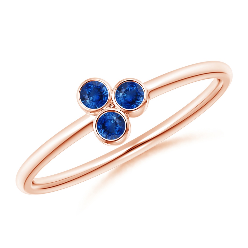 2mm AAA Bezel Set Sapphire Trio Clustre Stackable Ring in Rose Gold