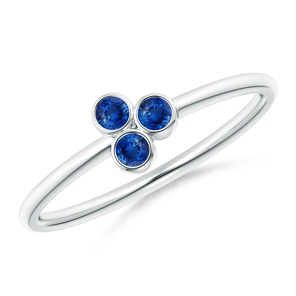 2mm AAA Bezel Set Sapphire Trio Clustre Stackable Ring in S999 Silver